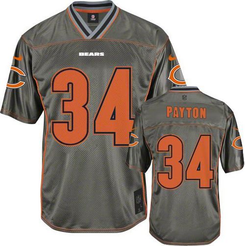  Bears #34 Walter Payton Grey Men's Stitched NFL Elite Vapor Jersey