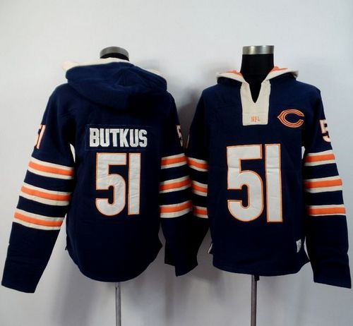 Chicago Bears #51 Dick Butkus Navy Blue Player Winning Method Pullover NFL Hoodie