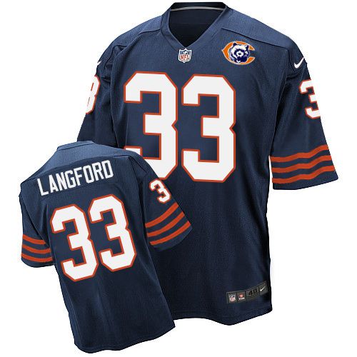  Bears #33 Jeremy Langford Navy Blue Throwback Men's Stitched NFL Elite Jersey