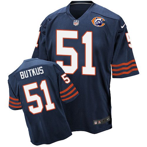  Bears #51 Dick Butkus Navy Blue Throwback Men's Stitched NFL Elite Jersey