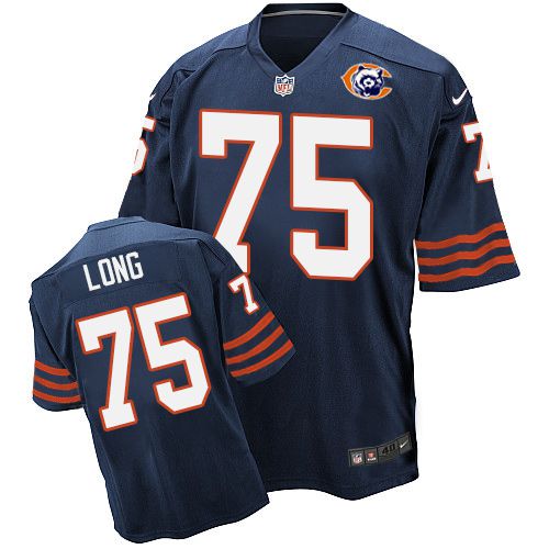  Bears #75 Kyle Long Navy Blue Throwback Men's Stitched NFL Elite Jersey