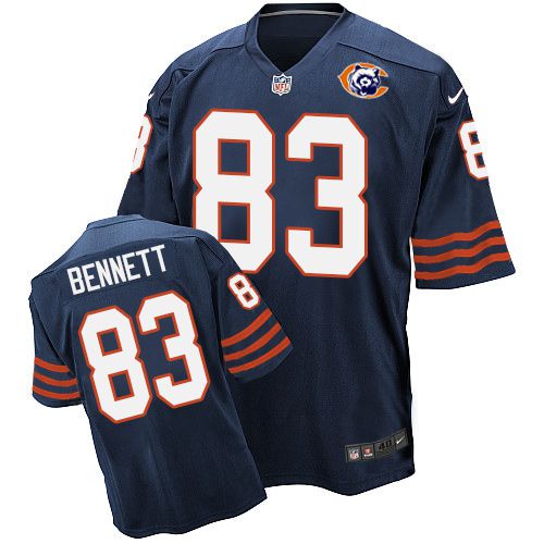  Bears #83 Martellus Bennett Navy Blue Throwback Men's Stitched NFL Elite Jersey