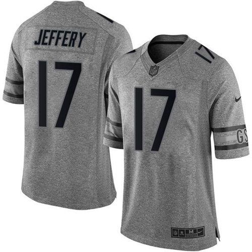  Bears #17 Alshon Jeffery Gray Men's Stitched NFL Limited Gridiron Gray Jersey