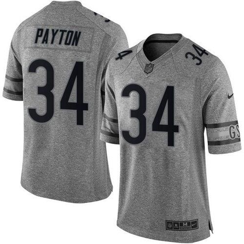  Bears #34 Walter Payton Gray Men's Stitched NFL Limited Gridiron Gray Jersey
