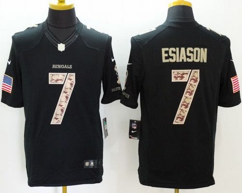  Bengals #7 Boomer Esiason Black Men's Stitched NFL Limited Salute to Service Jersey