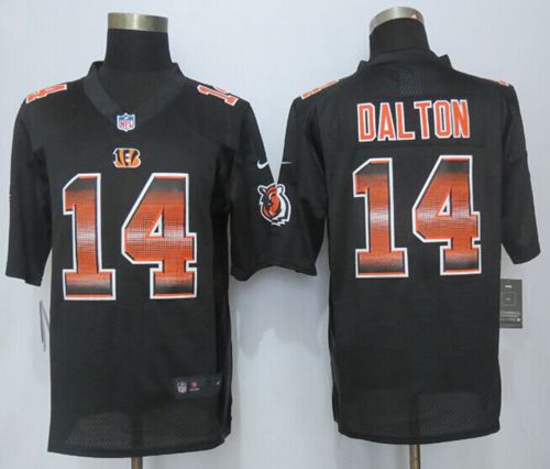  Bengals #14 Andy Dalton Black Team Color Men's Stitched NFL Limited Strobe Jersey