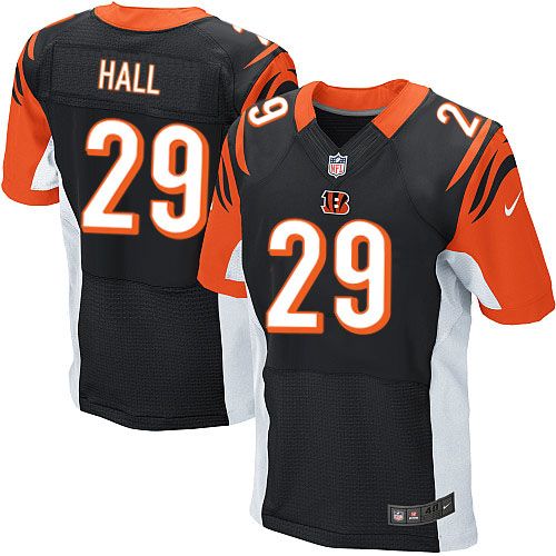  Bengals #29 Leon Hall Black Team Color Men's Stitched NFL Elite Jersey