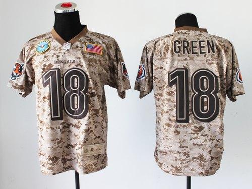 Bengals #18 A.J. Green Camo Men's Stitched NFL New Elite USMC Jersey