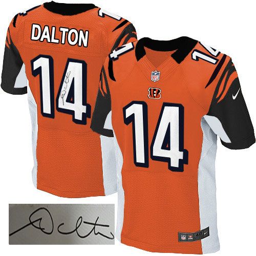  Bengals #14 Andy Dalton Orange Alternate Men's Stitched NFL Elite Autographed Jersey