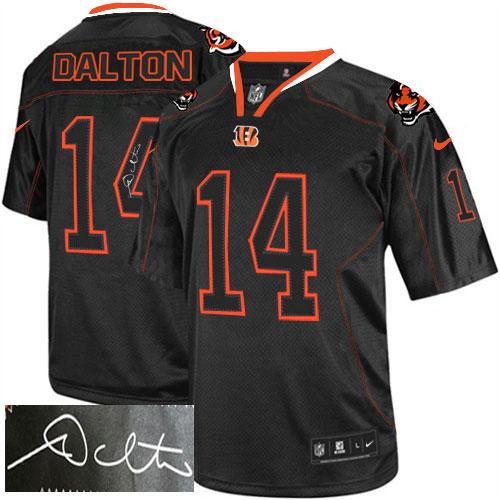  Bengals #14 Andy Dalton Lights Out Black Men's Stitched NFL Elite Autographed Jersey