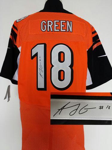  Bengals #18 A.J. Green Orange Alternate Men's Stitched NFL Elite Autographed Jersey