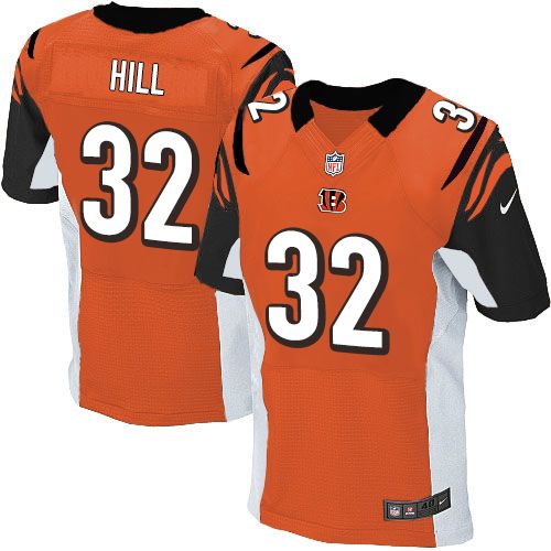  Bengals #32 Jeremy Hill Orange Alternate Men's Stitched NFL Elite Jersey