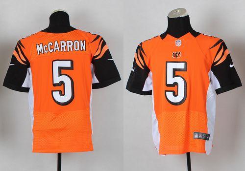  Bengals #5 AJ McCarron Orange Alternate Men's Stitched NFL Elite Jersey