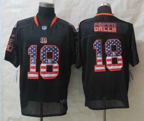  Bengals #18 A.J. Green Black Men's Stitched NFL Elite USA Flag Fashion Jersey