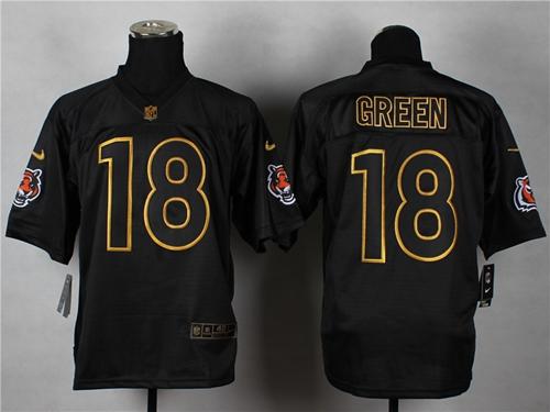 Bengals #18 A.J. Green Black Gold No. Fashion Men's Stitched NFL Elite Jersey