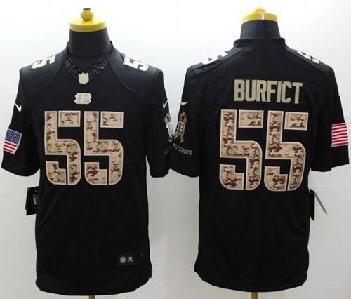  Bengals #55 Vontaze Burfict Black Men's Stitched NFL Limited Salute to Service Jersey