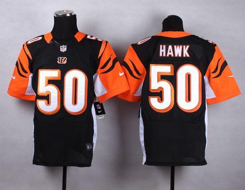  Bengals #50 A.J. Hawk Black Team Color Men's Stitched NFL Elite Jersey