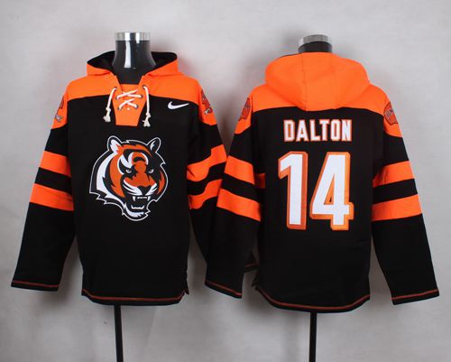  Bengals #14 Andy Dalton Black Player Pullover NFL Hoodie