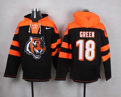  Bengals #18 A.J. Green Black Player Pullover NFL Hoodie