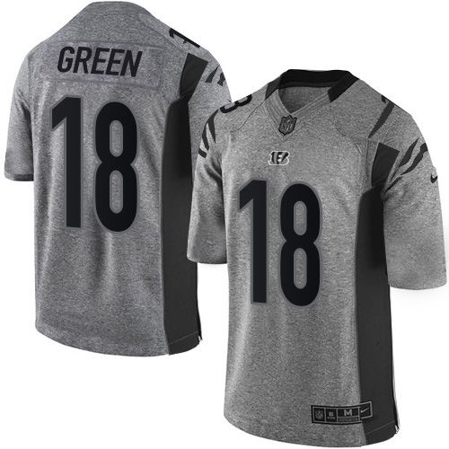  Bengals #18 A.J. Green Gray Men's Stitched NFL Limited Gridiron Gray Jersey