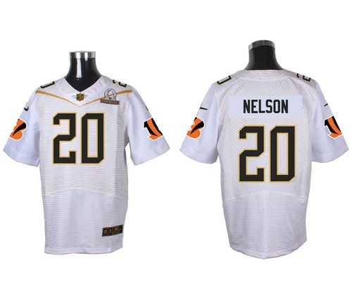  Bengals #20 Reggie Nelson White 2016 Pro Bowl Men's Stitched NFL Elite Jersey