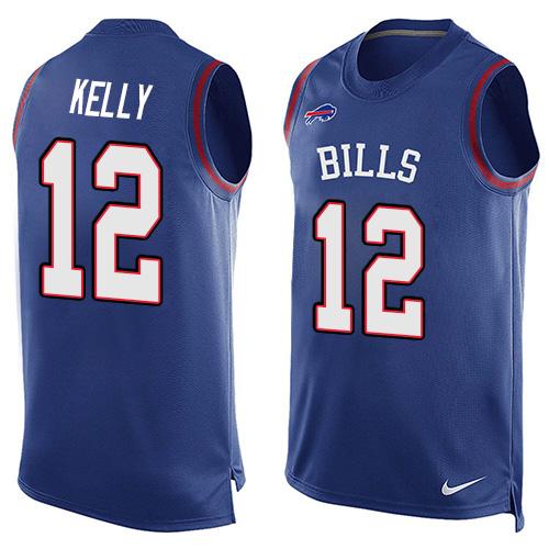  Bills #12 Jim Kelly Royal Blue Team Color Men's Stitched NFL Limited Tank Top Jersey