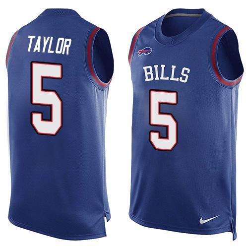  Bills #5 Tyrod Taylor Royal Blue Team Color Men's Stitched NFL Limited Tank Top Jersey