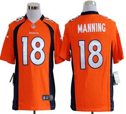  Broncos #18 Peyton Manning Orange Team Color Men's Stitched NFL Game Jersey