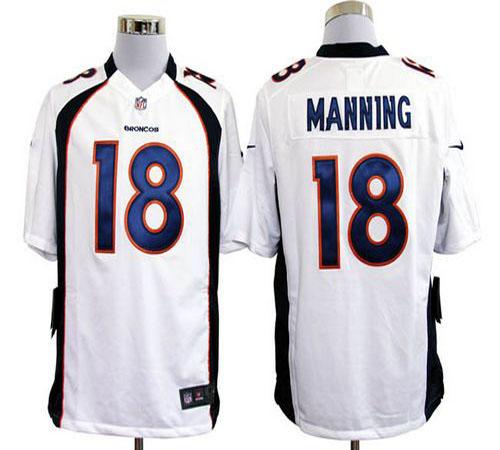  Broncos #18 Peyton Manning White Men's Stitched NFL Game Jersey