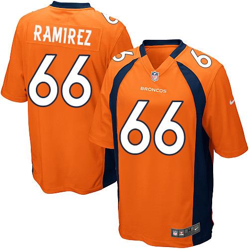  Broncos #66 Manny Ramirez Orange Team Color Men's Stitched NFL Game Jersey