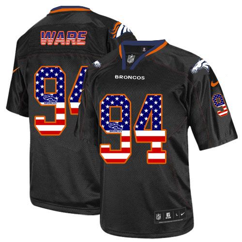  Broncos #94 DeMarcus Ware Black Men's Stitched NFL Elite USA Flag Fashion Jersey