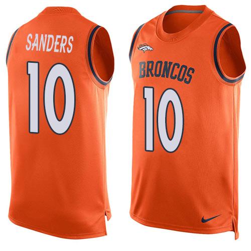  Broncos #10 Emmanuel Sanders Orange Team Color Men's Stitched NFL Limited Tank Top Jersey