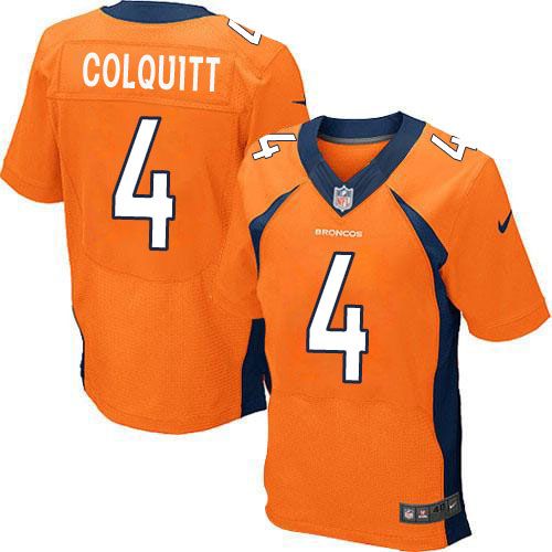  Broncos #4 Britton Colquitt Orange Team Color Men's Stitched NFL New Elite Jersey
