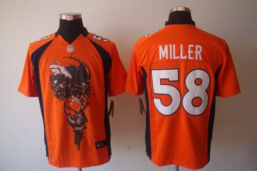  Broncos #58 Von Miller Orange Team Color Men's Stitched NFL Helmet Tri Blend Limited Jersey