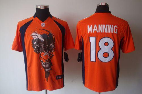  Broncos #18 Peyton Manning Orange Team Color Men's Stitched NFL Helmet Tri Blend Limited Jersey