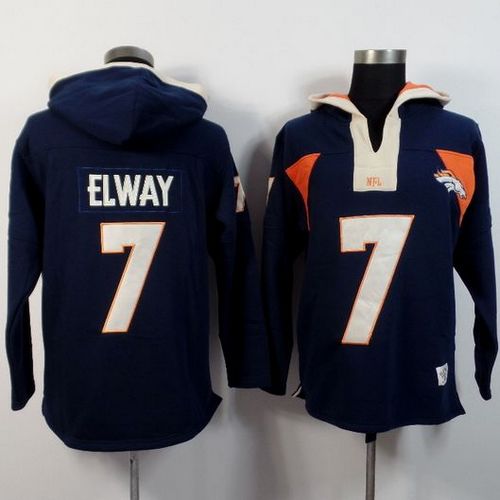 Denver Broncos #7 John Elway Navy Blue Player Winning Method Pullover NFL Hoodie