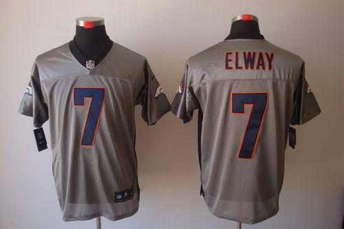  Broncos #7 John Elway Grey Shadow Men's Stitched NFL Elite Jersey