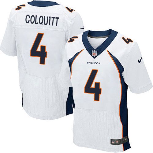 Broncos #4 Britton Colquitt White Men's Stitched NFL New Elite Jersey