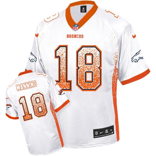  Broncos #18 Peyton Manning White Men's Stitched NFL Elite Drift Fashion Jersey