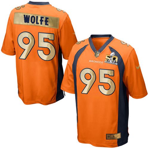 Broncos #95 Derek Wolfe Orange Team Color Men's Stitched NFL Game Super Bowl 50 Collection Jersey