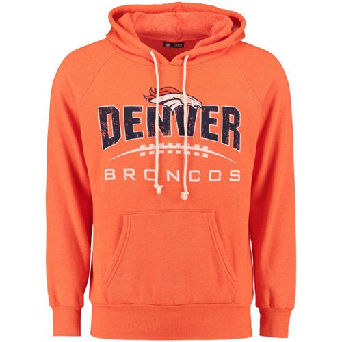 Denver Broncos Majestic First Down Tri Blend Pullover Hoodie Orange