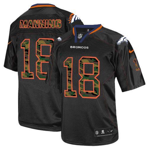  Broncos #18 Peyton Manning Black Men's Stitched NFL Elite Camo Fashion Jersey