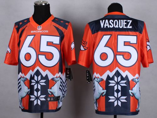  Broncos #65 Louis Vasquez Orange Men's Stitched NFL Elite Noble Fashion Jersey