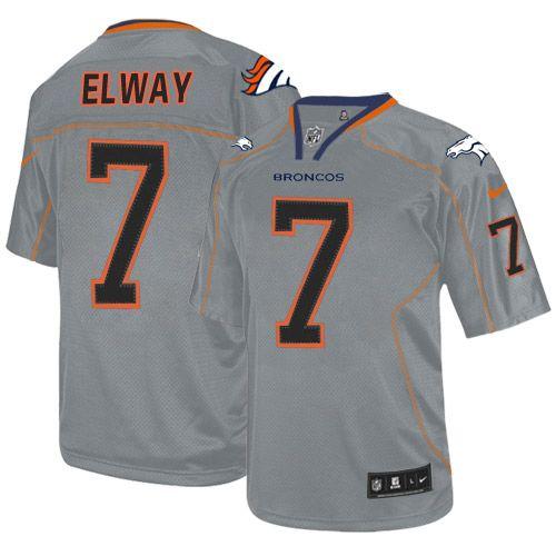  Broncos #7 John Elway Lights Out Grey Men's Stitched NFL Elite Jersey