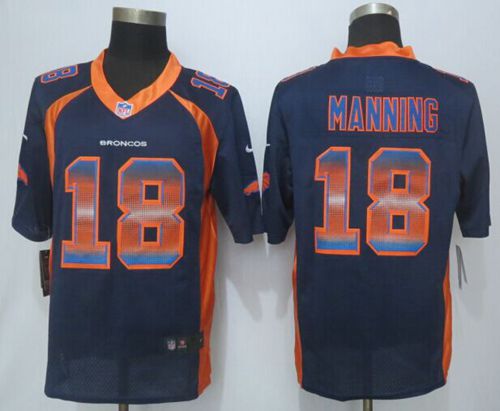  Broncos #18 Peyton Manning Navy Blue Alternate Men's Stitched NFL Limited Strobe Jersey