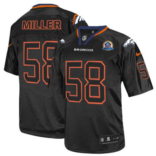  Broncos #58 Von Miller Lights Out Black With Hall of Fame 50th Patch Men's Stitched NFL Elite Jersey