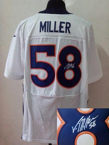  Broncos #58 Von Miller White Men's Stitched NFL Elite Autographed Jersey
