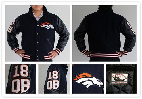 Mitchell And Ness NFL Denver Broncos #18 Peyton Manning Authentic Wool Jacket