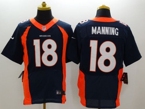  Broncos #18 Peyton Manning Navy Blue Alternate Men's Stitched NFL New Elite Jersey