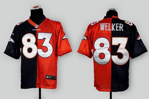  Broncos #83 Wes Welker Orange/Navy Blue Men's Stitched NFL Elite Split Jersey